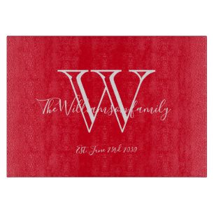 Huis Verwarmings Cadeau Monogram Familienaam Chic  Snijplank