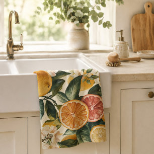 Huis Verwarmingscadeau Citrus Bloem Patroon Theedoek