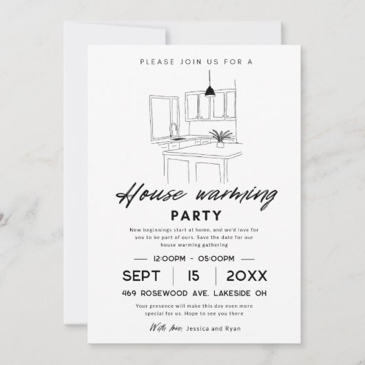 Huis Verwarmingsfeest Save The Date Kaart (Voorkant)