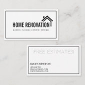 Huis verwijderenrenovatie bouw visitekaartje (Voorkant / Achterkant)