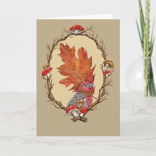 Huis vinkt met eikenblad kaart (Voorkant)