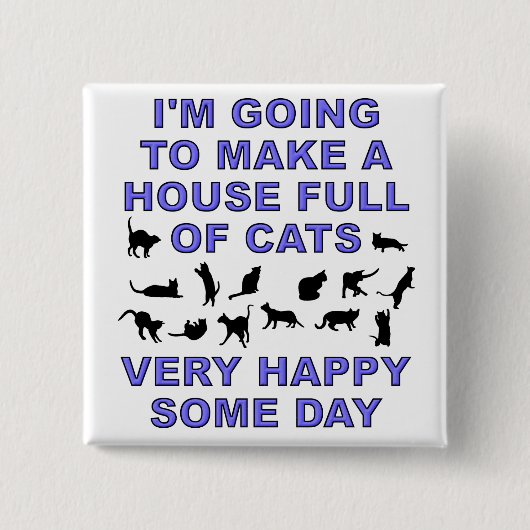 Huis Vol Katten Grappige Kat Dames Knoop Badge Vierkante Button 5,1 Cm (Voorkant)