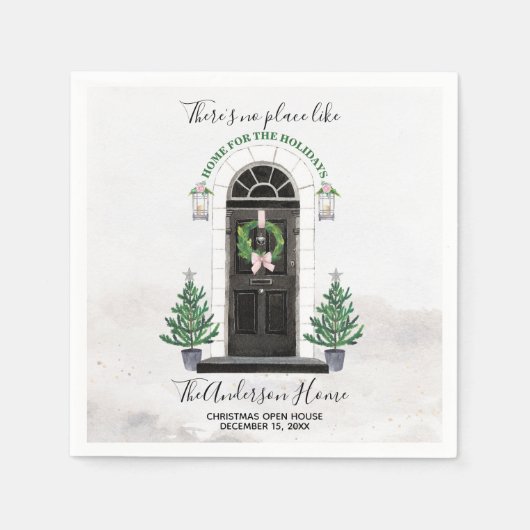Huis voor de Feestdagen Christmas Open House Servet (Voorkant)