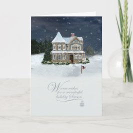 Huis voor de Kerstkaart van het Vakantie Feestdagen Kaart