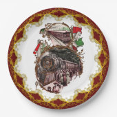 huis voor kerst in de trein papieren bordje (Voorkant)