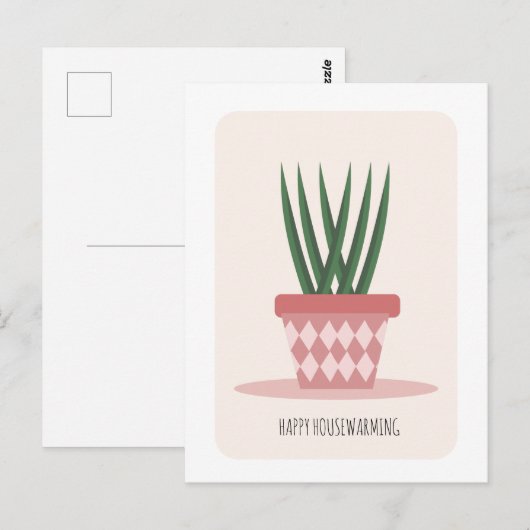 Huis warming Aloe Potted Plant Nieuw Huis Feest Po Briefkaart (Voorkant / Achterkant)