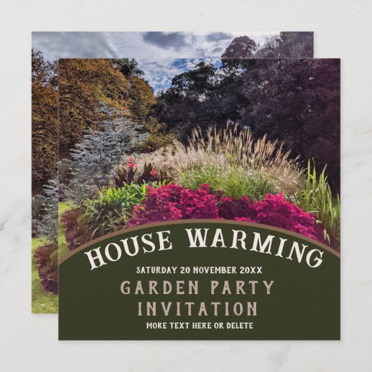Huis Warming Kleurrijke Tuin Party Uitnodiging (Voorkant / Achterkant)