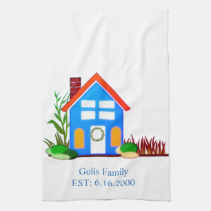 Huis warming / Nieuw huis Familie naam Keukenhandd Theedoek