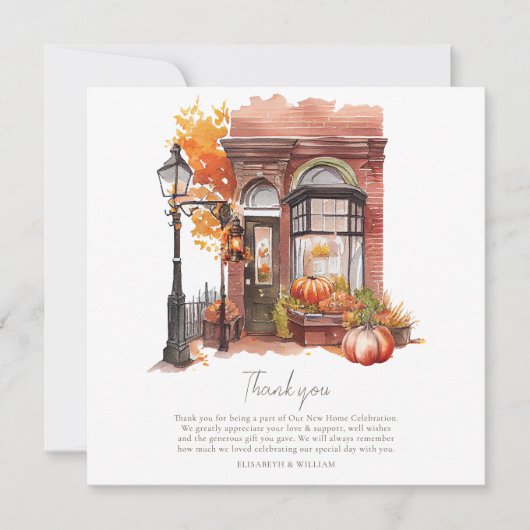 Huis Warming Party Herfst Voordeur Bedankkaart (Voorkant)