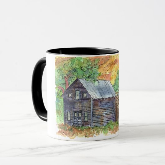  huis Waterverf landschap Mok (Voorkant links)