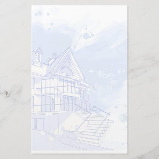 huis: waterverf tekenen briefpapier (Voorkant)