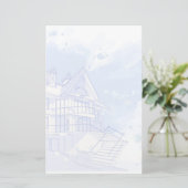 huis: waterverf tekenen briefpapier (Staand voorkant)