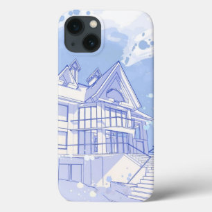 huis: waterverf tekenen iPhone 13 hoesje