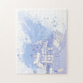 huis: waterverf tekenen legpuzzel (Verticaal)