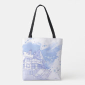 huis: waterverf tekenen tote bag (Achterkant)