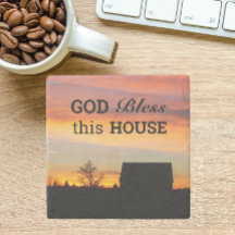 Huis Zegen Zonsondergang Silhouet