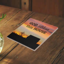 Huis Zegen Zonsondergang Silhouet