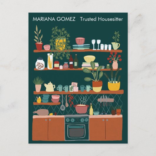 Huis Zitting Pet Sitting Housesitter Cute Unique Briefkaart (Voorkant)