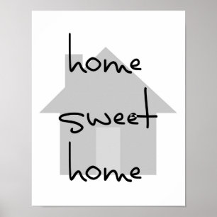 huis zoet thuis modern zwart wit grijs eenvoudig poster