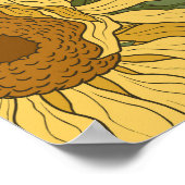 Huis Zonnebloemen veld illustratie Poster (Hoek)