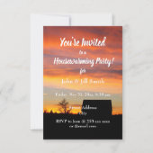 Huis Zonsondergang Silhouet Housewarming Party Kaart (Voorkant)