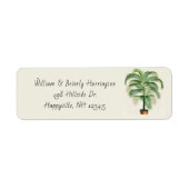 Huisadreslabel met potpalm in het wit etiket (Voorkant)