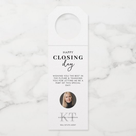 Huisagent Gefeliciteerd met de afsluiting Geschenk Flessenhanger (Voorkant)