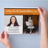 Huisagent oranje halloween bord flyer (Hand)