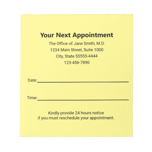 Huisarts Herinnering Volgende Afspraak Notitieblok (Voorkant)