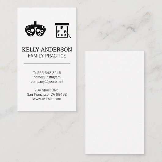 huisarts | Praktijk MD | optometrie Visitekaartje (Voorkant / Achterkant)