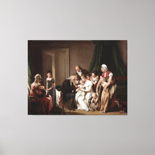 Huisarts vaccineren kind oude olieverfschilderij canvas afdruk (Voorkant)