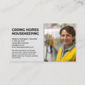 Huisbewaarder glimlachend | Schoonmaakdienst Visitekaartje (Voorkant)