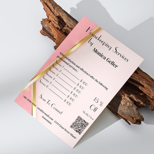 Huisbewaarderster Prijs Rose Gold Blush QR-code Flyer