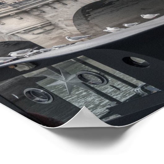 Huisboot bij Pont Neuf - Parijs, Frankrijk Poster (Hoek)