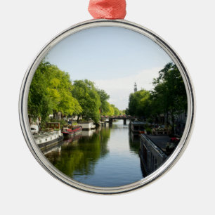 Huisboten op Amsterdam Gracht Metalen Ornament