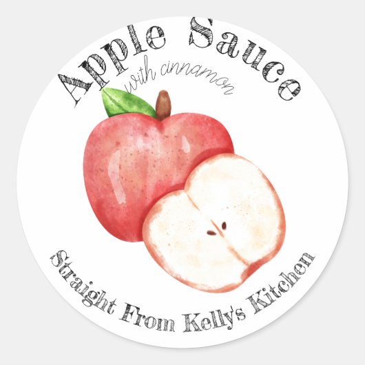 Huisconservering Appel-kaneel Saus Voedseletiket Ronde Sticker (Voorkant)