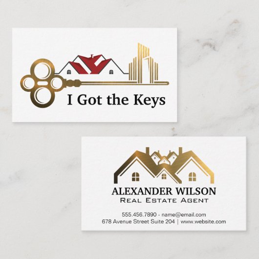 huisdak | skeletsleutel | makelaar visitekaartje (Voorkant / Achterkant)