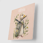 Huisdecoratie met leuke eend naam vierkante klok (Hoek)