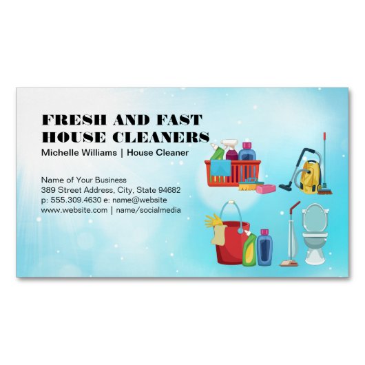 Huisdienst | Schoonmaakdiensten | Apparatuur Magnetisch Visitekaartje (Voorkant)