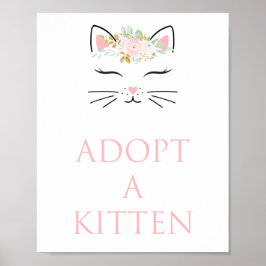 Huisdier adoptie bord kitten verjaardagsfeestje poster