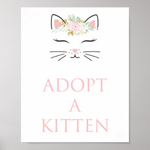Huisdier adoptie bord kitten verjaardagsfeestje poster