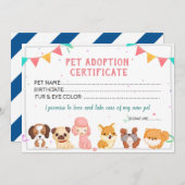 Huisdier Adoptie Certificaat sjabloon Kaart (Voorkant / Achterkant)