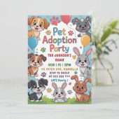Huisdier Adoptie Party Uitnodiging - Leuk Dierenth (Staand voorkant)