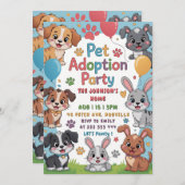Huisdier Adoptie Party Uitnodiging - Leuk Dierenth (Voorkant / Achterkant)