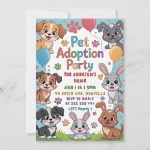 Huisdier Adoptie Party Uitnodiging - Leuk Dierenth