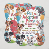 Huisdier Adoptie Party Uitnodiging - Leuk Dierenth (Voorkant / Achterkant)
