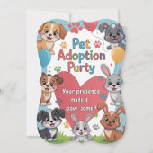 Huisdier Adoptie Party Uitnodiging - Leuk Dierenth (Achterkant)