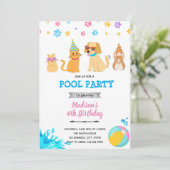 Huisdier adoptie zwembadfeest kaart (Staand voorkant)