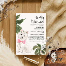 Huisdier Baby Shower Meisje Tropische Westie Hond Kaart