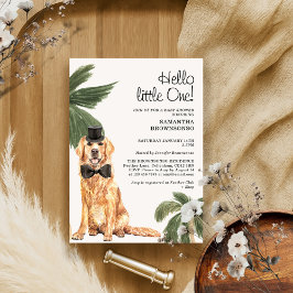Huisdier Baby Shower Tropic Palm Golden Retriever Kaart